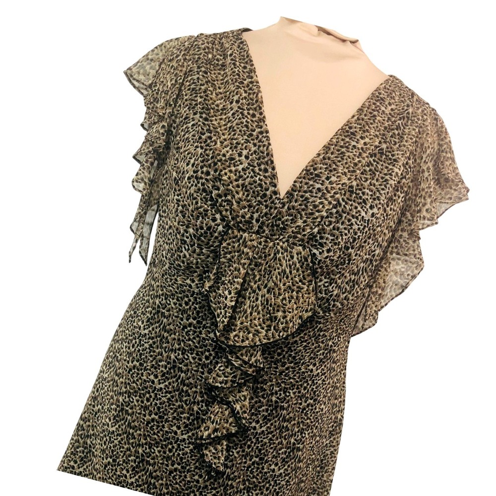 JBS Animal Print Babydoll‎ Maxi Dress Ruffle Flutter Coquette Fairy Womens 16W